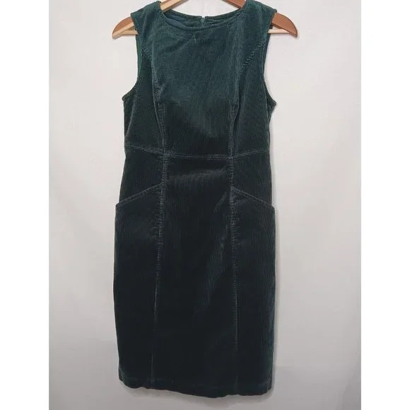 boden green corduroy dress Evelyn Cord Shift Dress-Green Fir